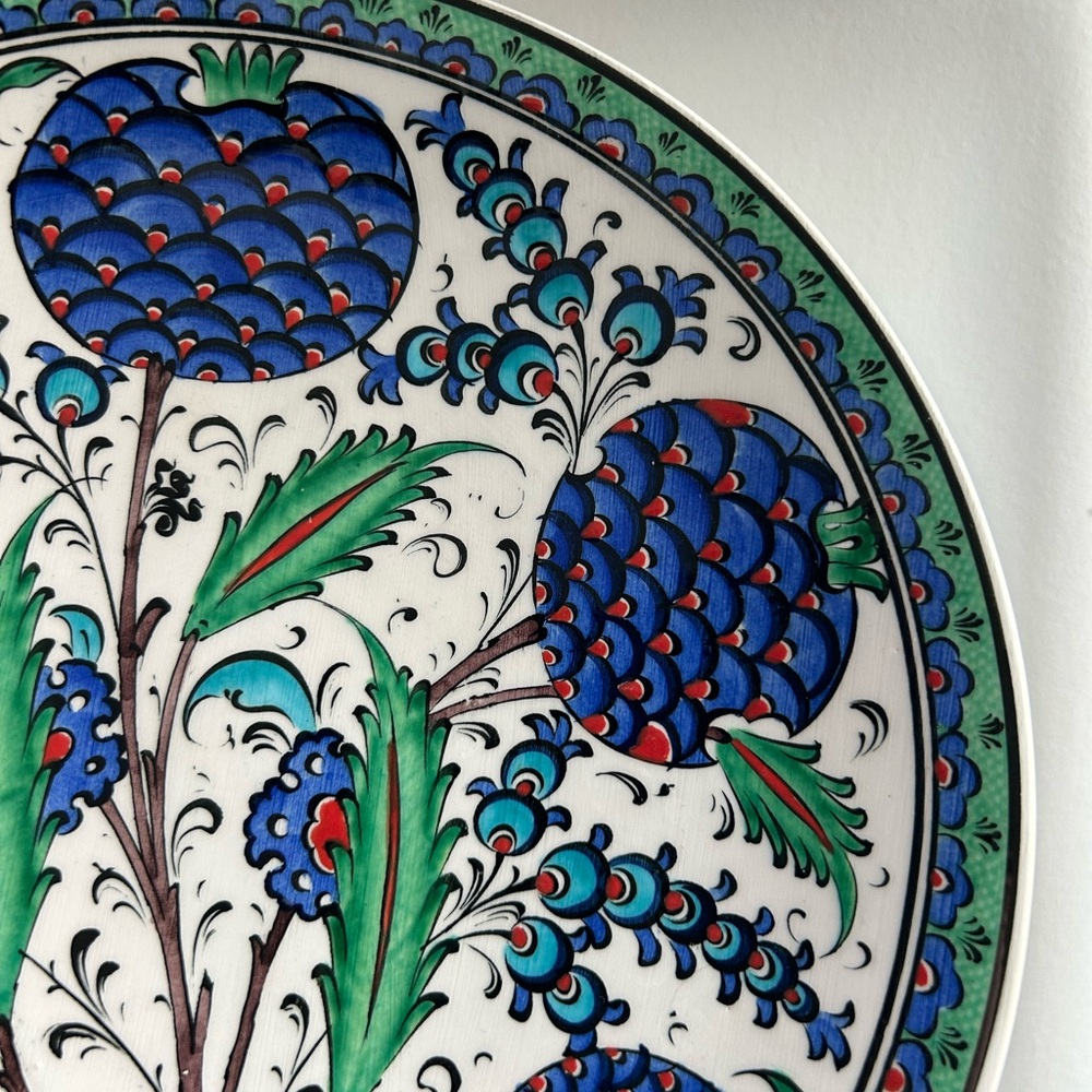 Hand-Painted Blue & Green Ceramic Decorative Plate - Made in Turkey - Picture 2 of 4